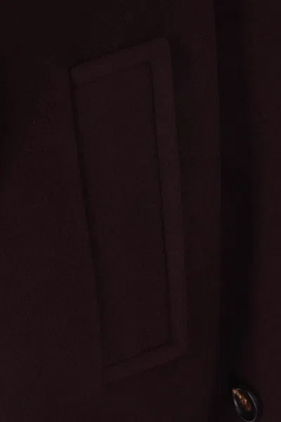 Chloé Women Violet Double-breasted Jacket With Wide Notched Revers And Dropped Shoulders In Wool Ble In Brown
