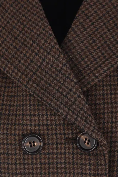Chloé Houndstooth Double-breasted Jacket In Brown