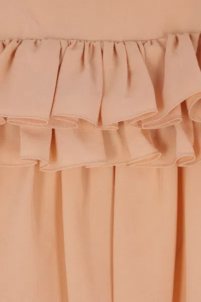 Chloé Sand Brown Oversized Ruffle Top In Pink