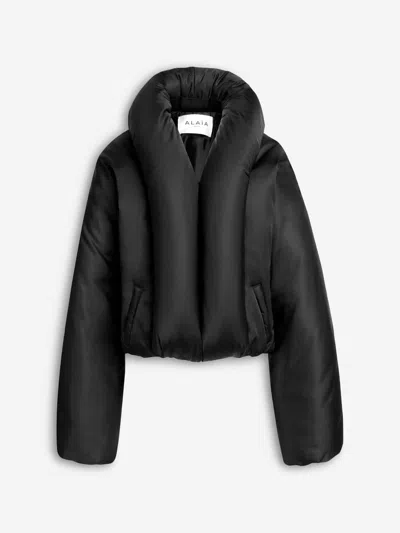 Alaïa Insulated Long Sleeve High Collar Jacket In Black