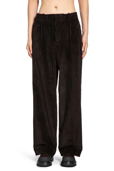 Our Legacy Borrowed Chino Wide-leg Pleated Wool-corduroy Trousers In Brown