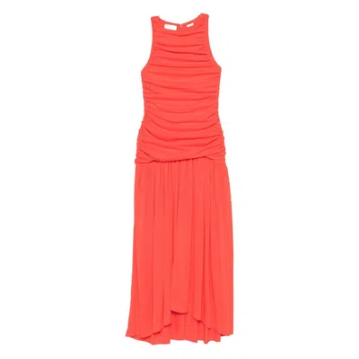 Bite Studios Evidente Gathered-waist Dress In Red