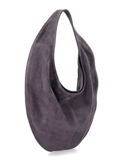 Maeden Suede Market Tote Curved Shape In Gray
