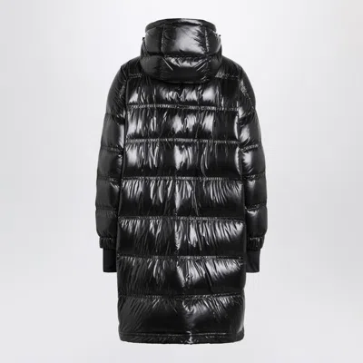 Moncler Long Hooded Down Jacket With High Collar In Black