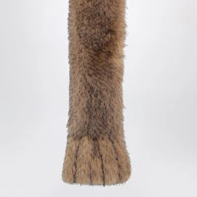 Rotate Birger Christensen Brown Synthetic Fur Scarf In Brown