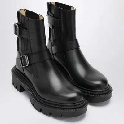 Christian Louboutin Oxybootie Red Sole Leather Moto Boots In Black