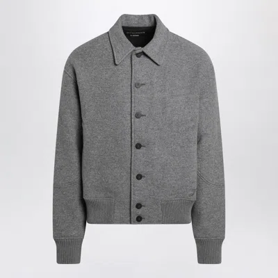 Jacquemus Mens Grey Feltro Pointed-collar Wool Bomber Jacket In Gray