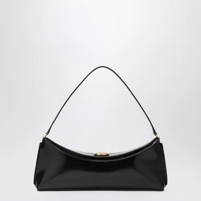 Jacquemus Le Calisso Black Shoulder Bag With Engraved Snap Button In Leather In Black