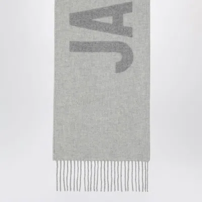 Jacquemus Grey Wool Scarf With Logo Women In Gray