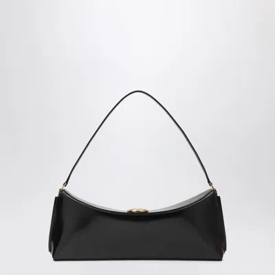 Jacquemus Le Calisso Black Shoulder Bag With Engraved Snap Button In Leather In Black