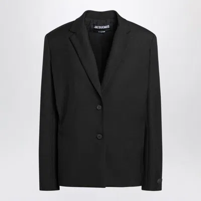 Jacquemus La Veste Carree Virgin Wool Blazer In Black
