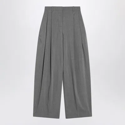 Jacquemus Grey Pleated Wool Trousers Women In Gray