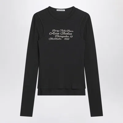 Acne Studios Womens Black Layered Slim-fit Stretch-cotton T-shirt In Black