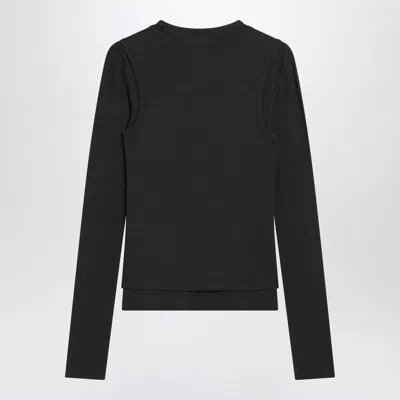Acne Studios Womens Black Layered Slim-fit Stretch-cotton T-shirt In Black