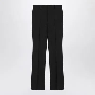 Gucci Black Wool Pinstripe Trousers Women In Black