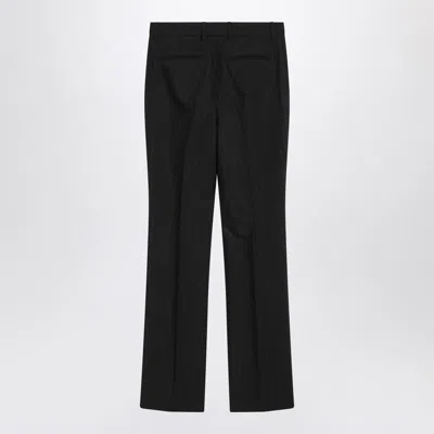 Gucci Black Wool Pinstripe Trousers Women In Black