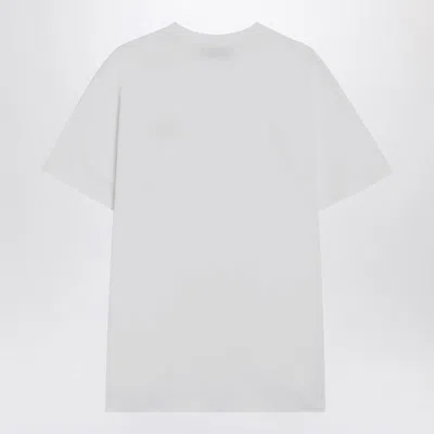 Gucci Women White Crewneck T-shirt Wth Web Print With Logo Lettering On The Front In Cotton Woman