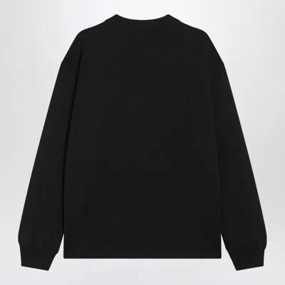 Dolce & Gabbana Logo Patch Cotton Crew Neck Sweatshirt In Black