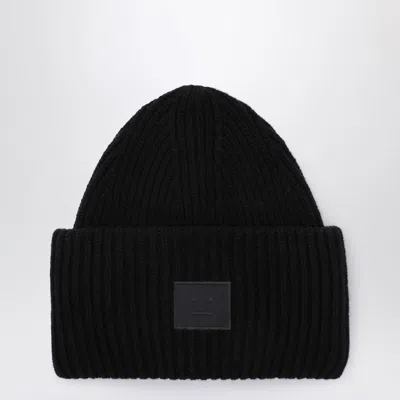 Acne Studios Large Face Logo Beanie In Black