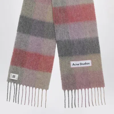 Acne Studios Womens Fuschia Lilac Pink Vally Checked Wool-blend Scarf In Multi