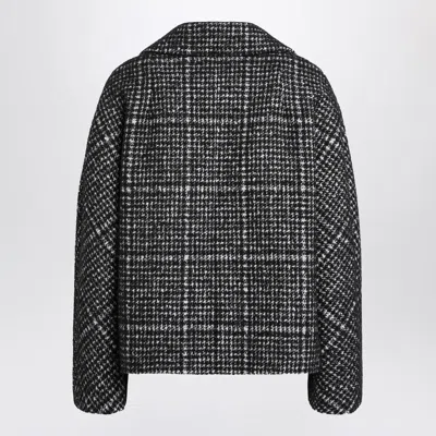 Dolce & Gabbana Houndstooth Double-breasted Long Sleeve Jacket In Gray