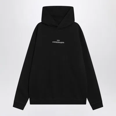 Maison Margiela Minimalist Black Hoodie With Upside-down Logo In Black