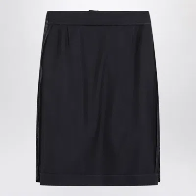 Maison Margiela Blue Skirt With Satin Side Panels In Black