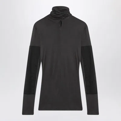 Lemaire Grey Top With Scarf And Patches In Black
