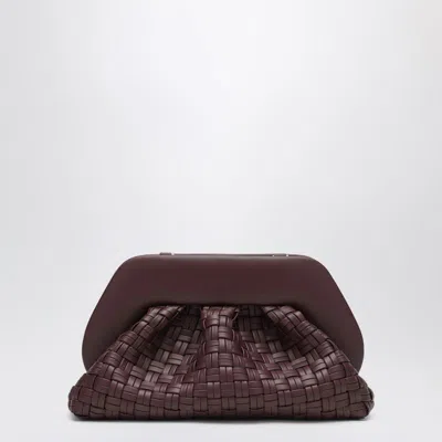 Themoirè Plum Colored Woven Clutch Tia In Red