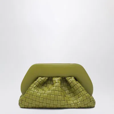 Themoirè Kiwi Colored Braided Clutch Tia In Yellow