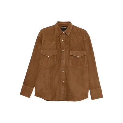 Lois Jeans Long-sleeved Suede Shirt Jacket In Brown