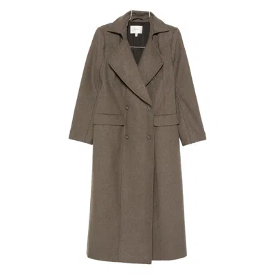 Gestuz Double-breasted Lapel Coat In Brown