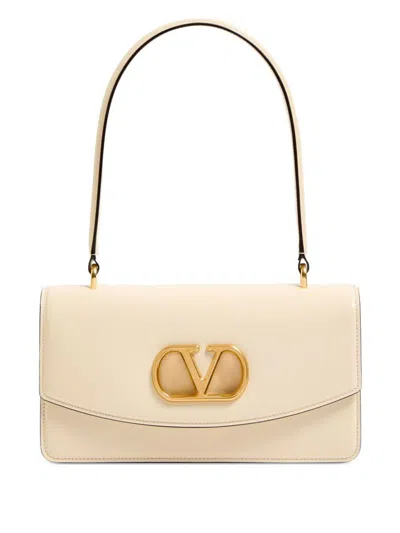 Valentino Garavani Vain Leather Top Handle Bag In White