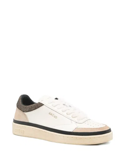 Ghoud Ghōud 'pads' Sneakers In White And Brown Leather In White