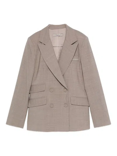 D Exterior Double-breasted Flap-pocket Jacket In Neutral