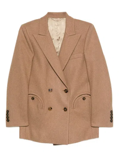 Blazé Milano Cholita Blazer In Wool And Cashmere Camel Color In Brown