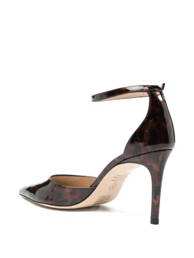 Stuart Weitzman 85mm Leopard-print Ankle-strap Pumps In Brown