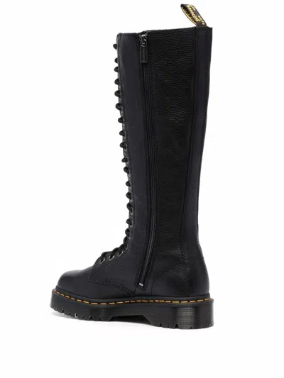 Dr. Martens Tall Black Leather Boots With Lace-up Design In Black