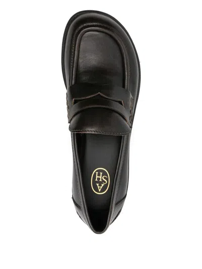 Ash Penny Leather Loafers In Black