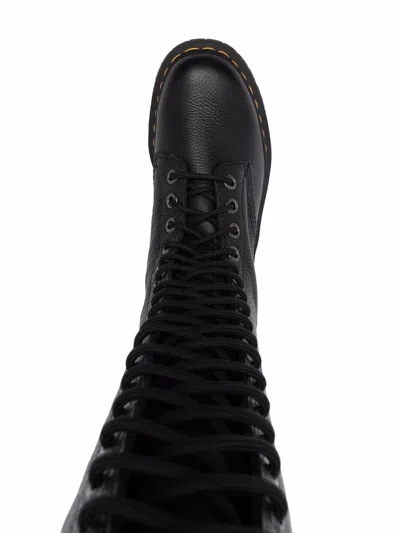 Dr. Martens Tall Black Leather Boots With Lace-up Design In Black