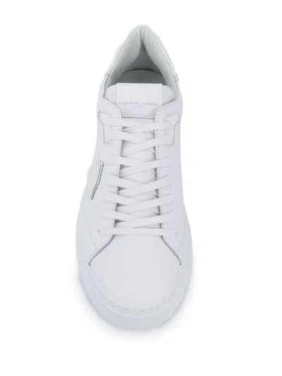 Philippe Model Minimalist Leather Sneakers In White