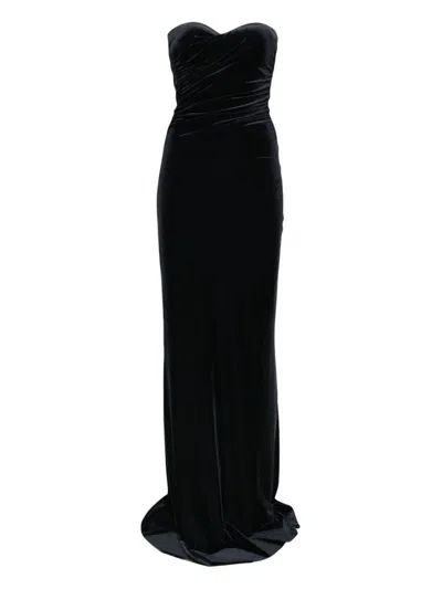 Amazuìn Julien Velvet Long Dress In Black