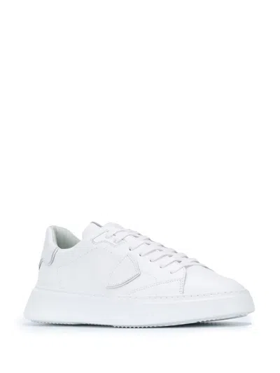 Philippe Model Minimalist Leather Sneakers In White
