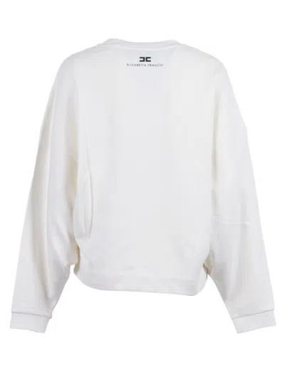 Elisabetta Franchi Oversized Sweatshirt With Bold Text Graphics In White