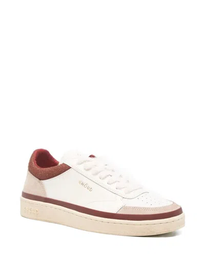 Ghoud Beige Low-top Sneakers With Perforated Detailing In White