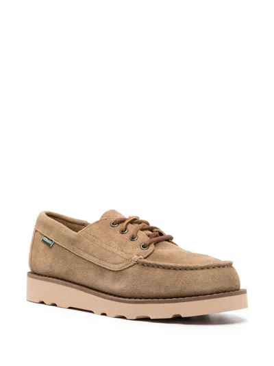 Sebago Beige Leather Moccasin-style Low Shoes With Lace-up Front In Multi