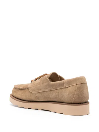 Sebago Beige Leather Moccasin-style Low Shoes With Lace-up Front In Multi