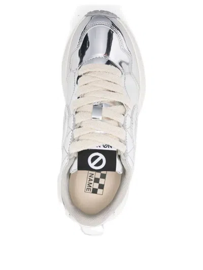 No Name Metallic Quilted Trainers In White