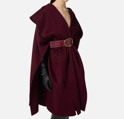 Elisabetta Franchi Double Wool Cape Capes Bordeaux In Red