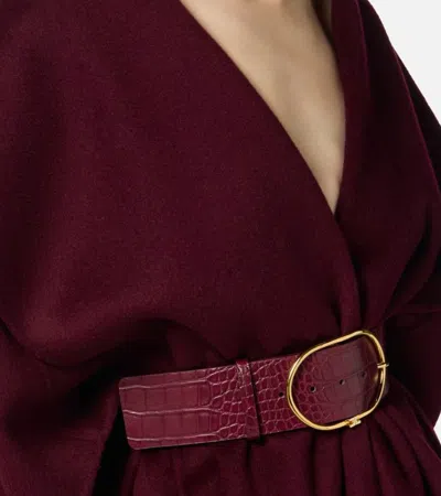 Elisabetta Franchi Double Wool Cape Capes Bordeaux In Red